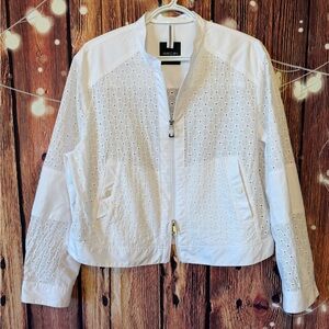 Marc Cain White Eyelet Bomber Jacket